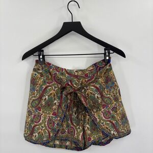 CYN by Cynthia Mehra Silk Paisley Print Wrap Shorts One Size